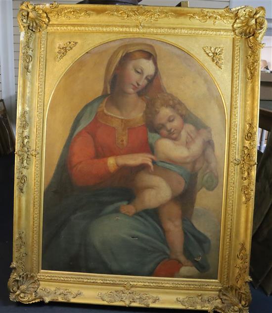 19th century Italian School Madonna and child 40.5 x 30.5in.